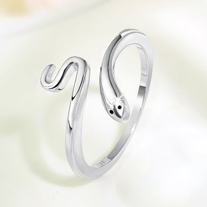 Rockyu スネークリング S925シルバー フリーサイズ レディース蛇モチーフ指輪