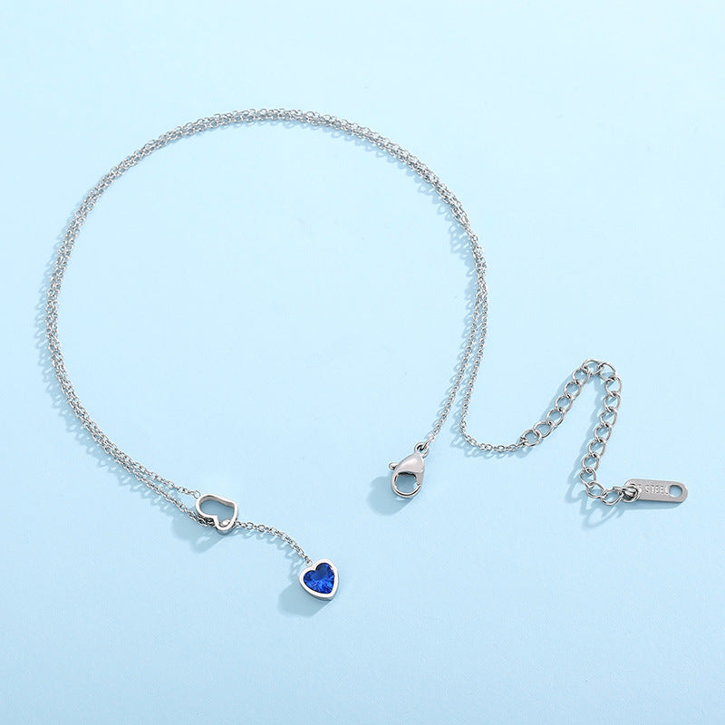 Rockyu ハートネックレス レディース シルバー ゴールド チタン Y字デザイン