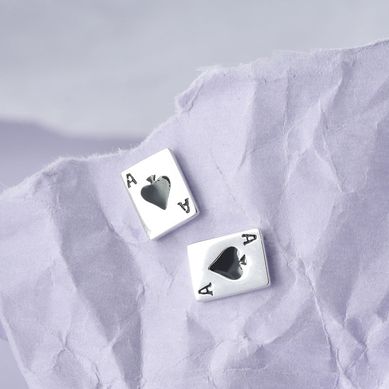 Rockyu ピアス メンズ レディース トランプカード シルバー925 スタッド アクセサリー