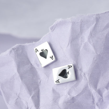 Rockyu ピアス メンズ レディース トランプカード シルバー925 スタッド アクセサリー