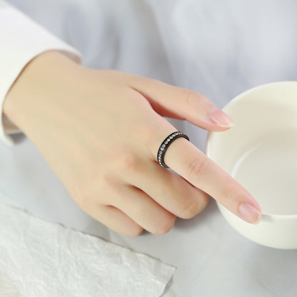 Rockyu レディースリング ステンレス エタニティデザイン AAA級ジルコニア ハーフタイプ 金属アレルギー対応 記念日ギフト