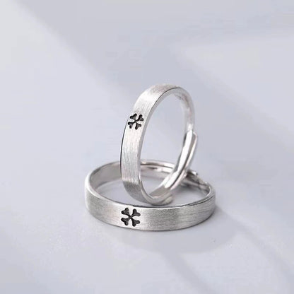 Rockyu 指輪 メンズ シルバー925 ペアリング 四つ葉クローバー サイズ調整可 結婚婚約