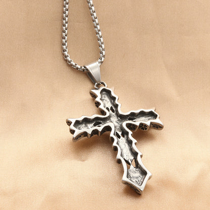 Rockyu ネックレス メンズ シルバー クロスペンダント ベネチアンチェーン おしゃれ 十字架アクセサリー