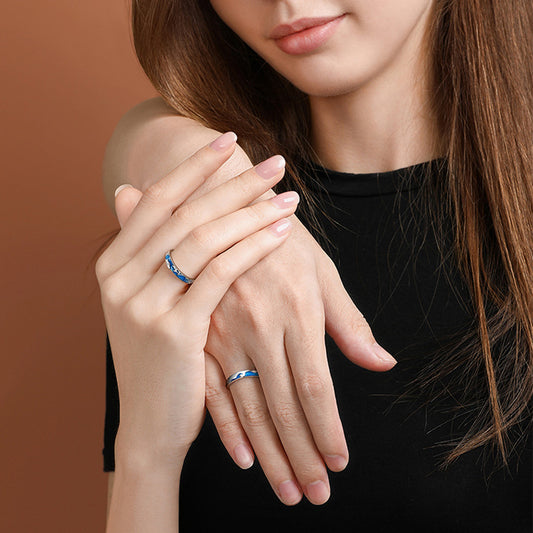 Rockyu ペアリング シルバー925 波と珊瑚デザイン フリーサイズ カップル指輪