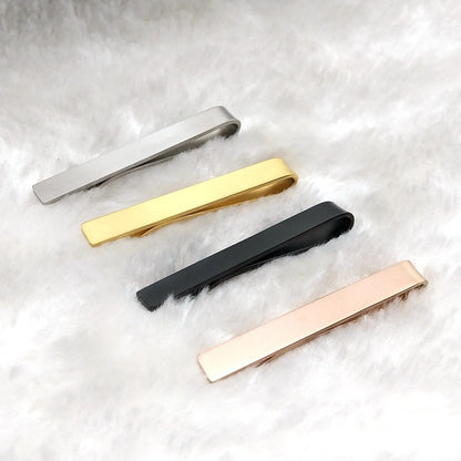 Rockyu メンズ タイピン 4色セット ブラック シルバー ゴールド ローズゴールド チタン製 シンプル クリップ式