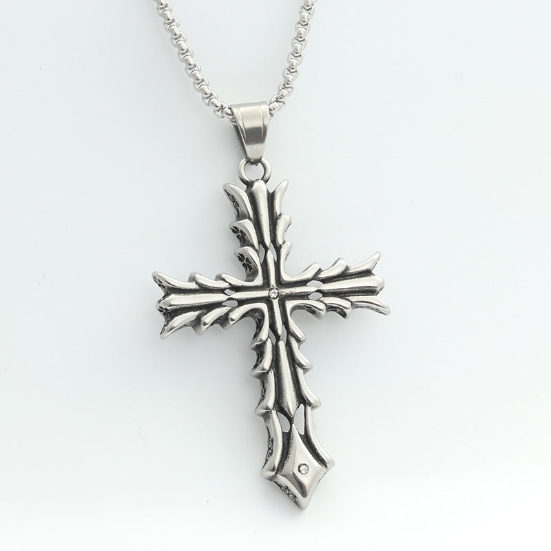 Rockyu ネックレス メンズ シルバー クロスペンダント ベネチアンチェーン おしゃれ 十字架アクセサリー