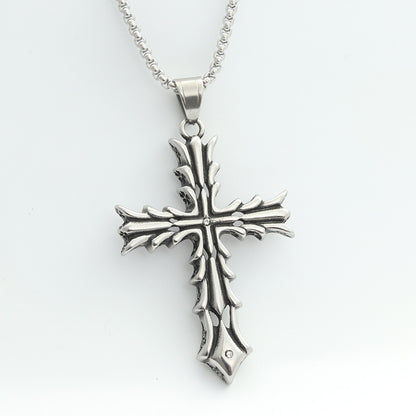 Rockyu ネックレス メンズ シルバー クロスペンダント ベネチアンチェーン おしゃれ 十字架アクセサリー
