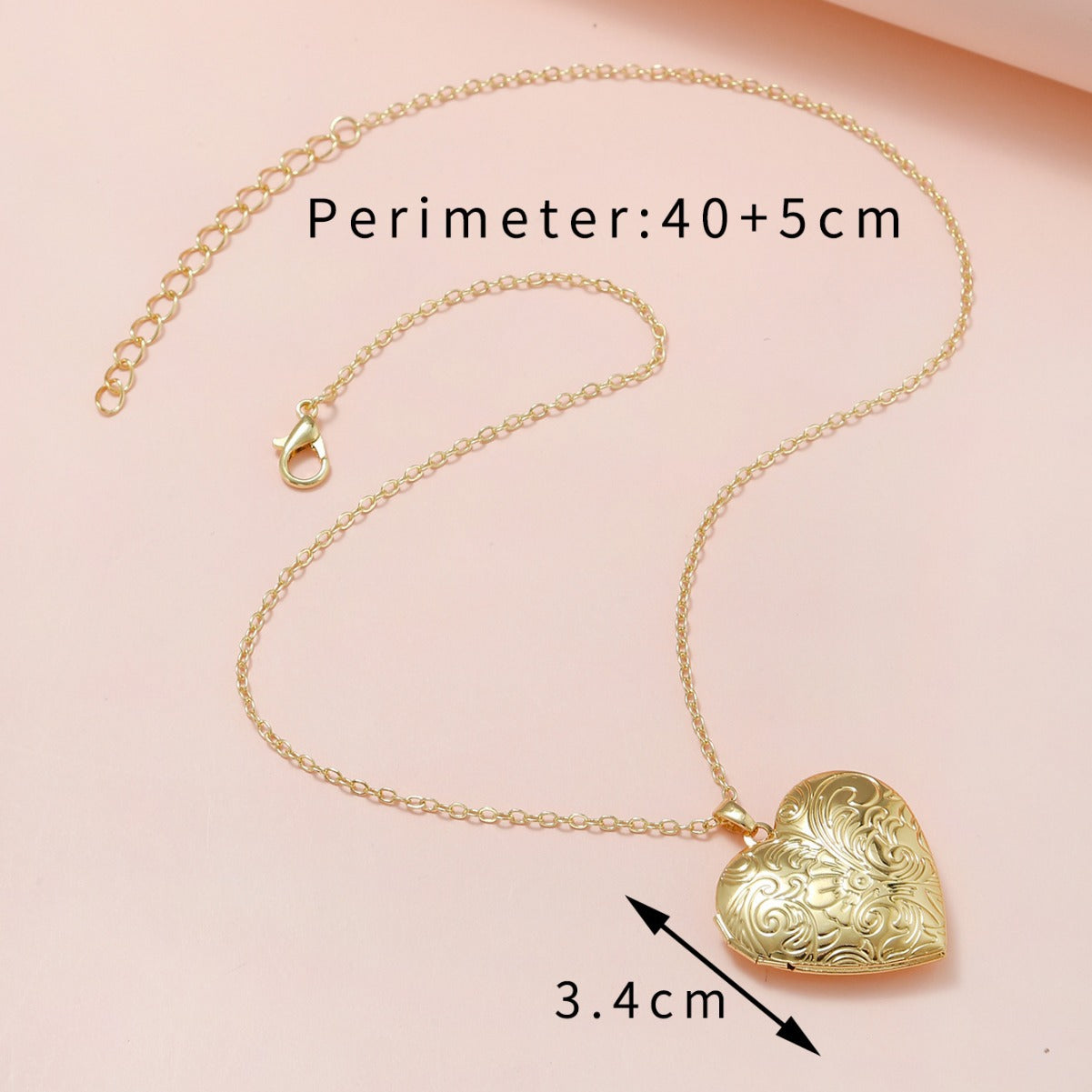 Rockyu レディースネックレス ハートロケット 写真入れ ペンダント シルバー ゴールド 彫刻風デザイン 鎖骨チェーン 記念日 プレゼント