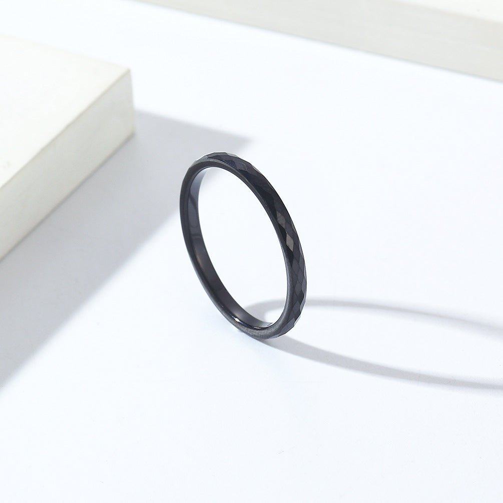 Rockyu タングステンリング 多面カット メンズ レディース シンプル 指輪 2mm 幅