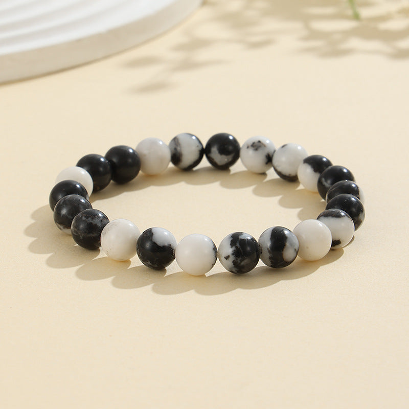 Rockyu ブレスレット レディース 天然石 ビーズブレスレット 瑪瑙 オニキス アンティーク風