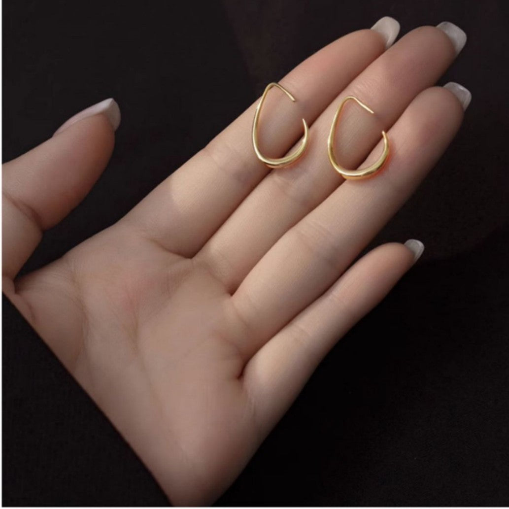 Rockyu ピアス レディース 雫型 シンプル K18コーティング 金属アレルギー対応