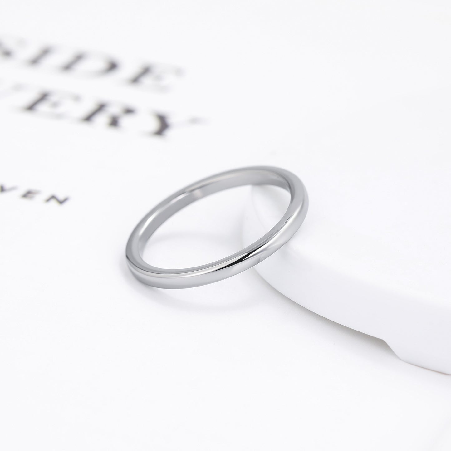 Rockyu タングステン細身リング レディース 2mm クラシック鏡面 指輪