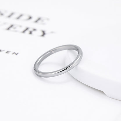 Rockyu タングステン細身リング レディース 2mm クラシック鏡面 指輪