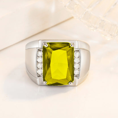 Rockyu メンズリング シルバー フリーサイズ 光沢仕上げ 一粒カラージルコニア