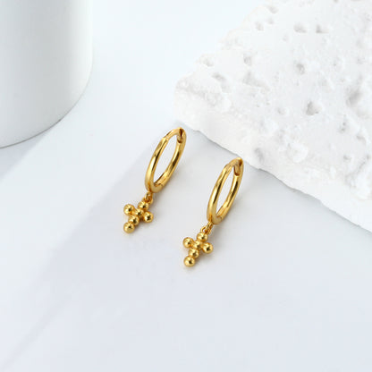 Rockyu ピアス レディース クロスフープ ゴールド&シルバー925 鏡面仕上げ アレルギー対応