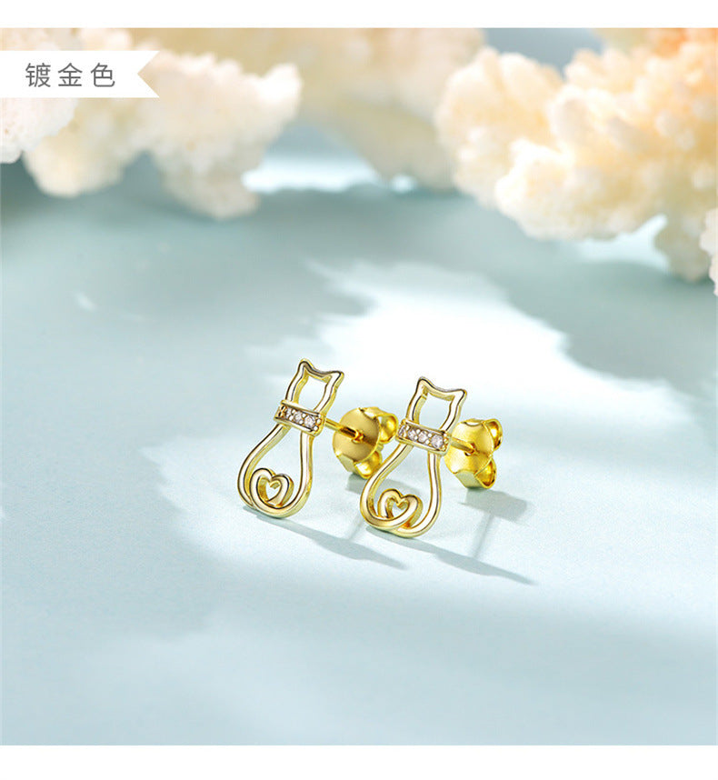 Rockyu 猫モチーフ シルバー925 ピアス レディース｜キュートで上品なハワイアン風アクセサリー