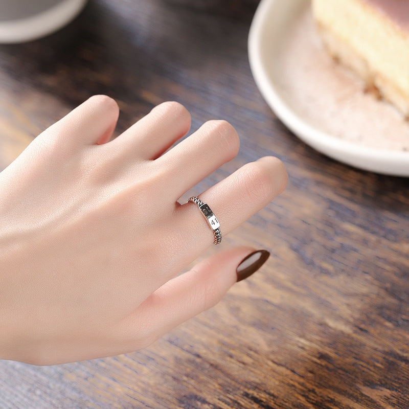 Rockyu 指輪 レディース フリーサイズ リング シルバー925 編み込み 数字リング 1314 永遠の愛を象徴するデザイン