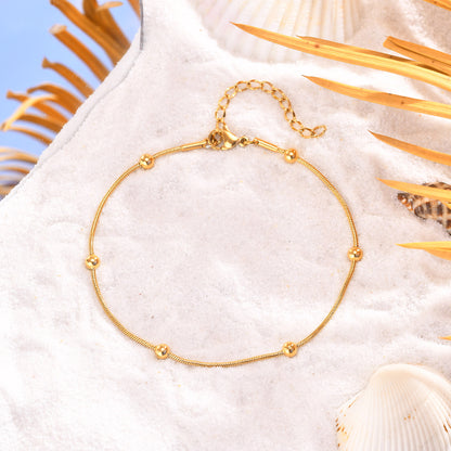 アンクレット レディース ステンレススチール ボールチャーム ゴールド/シルバー 調整可能 シンプル 夏アクセサリー