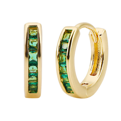 Rockyu ピアス レディース フープ シルバー ゴールド マルチカラー ジルコニア 正方形 リング