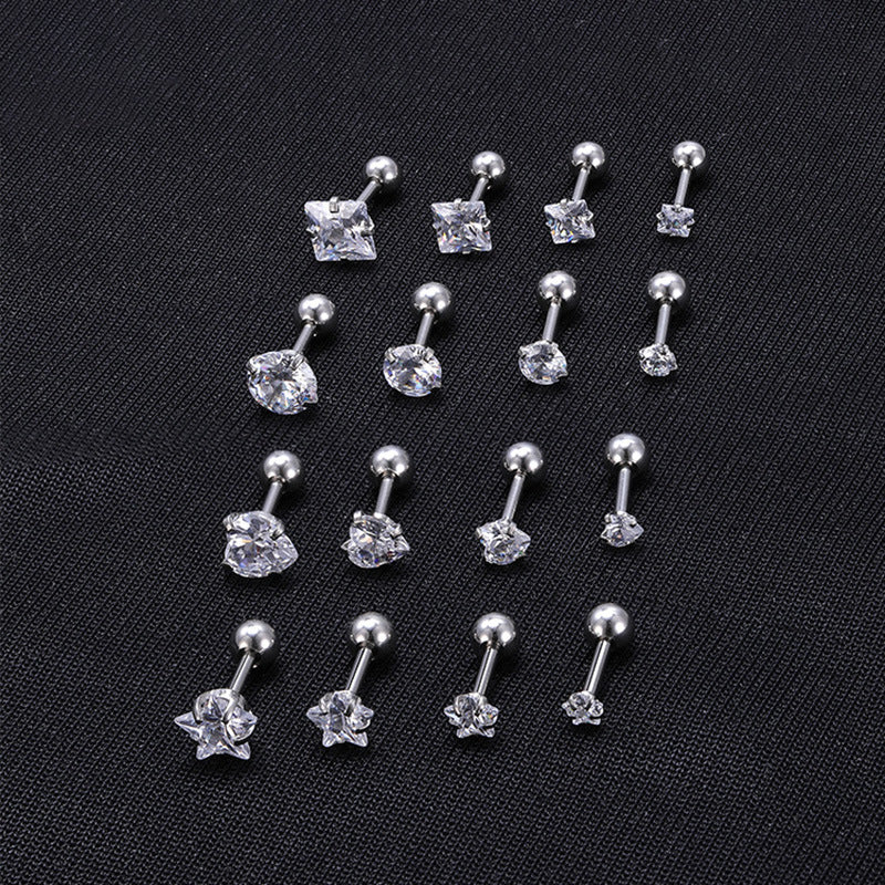 Rockyu レディースピアス シルバー925 スタッドタイプ カラフルクリスタル 多形カット ジュエリー