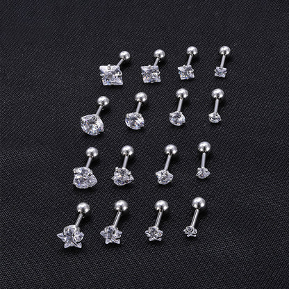 Rockyu レディースピアス シルバー925 スタッドタイプ カラフルクリスタル 多形カット ジュエリー