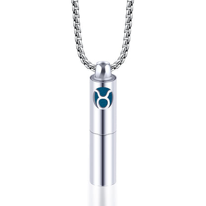 Rockyu 香水瓶ネックレス ステンレス製 12星座デザイン アロマ＆メモリアルペンダント 男女兼用