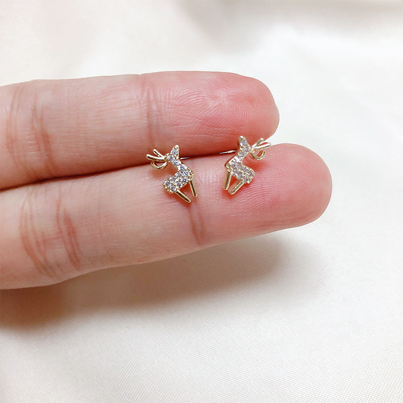 Rockyu ピアス レディース シルバー925 スワロフスキージルコニア 鹿モチーフ 可愛い 両耳セット