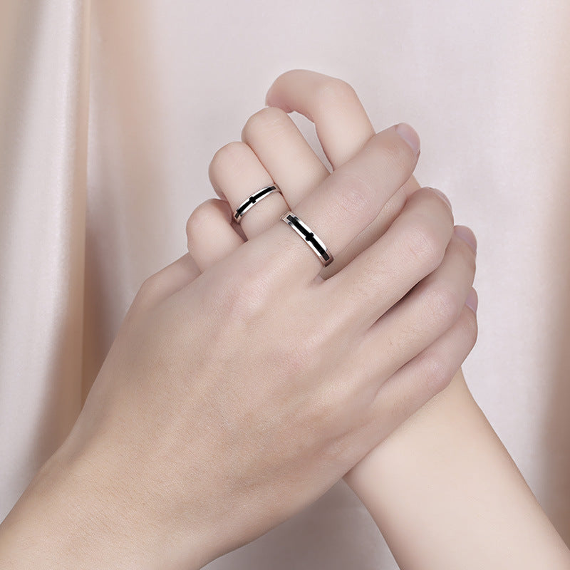 Rockyu ペアリング フリーサイズ 指輪 メンズ 十字架 レディース リング クロス 2個セット シンプル ステンレス 銀色