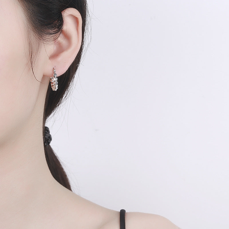 Rockyu シルバー925 ツイスト＆ジオメトリック フープピアス 両耳セット