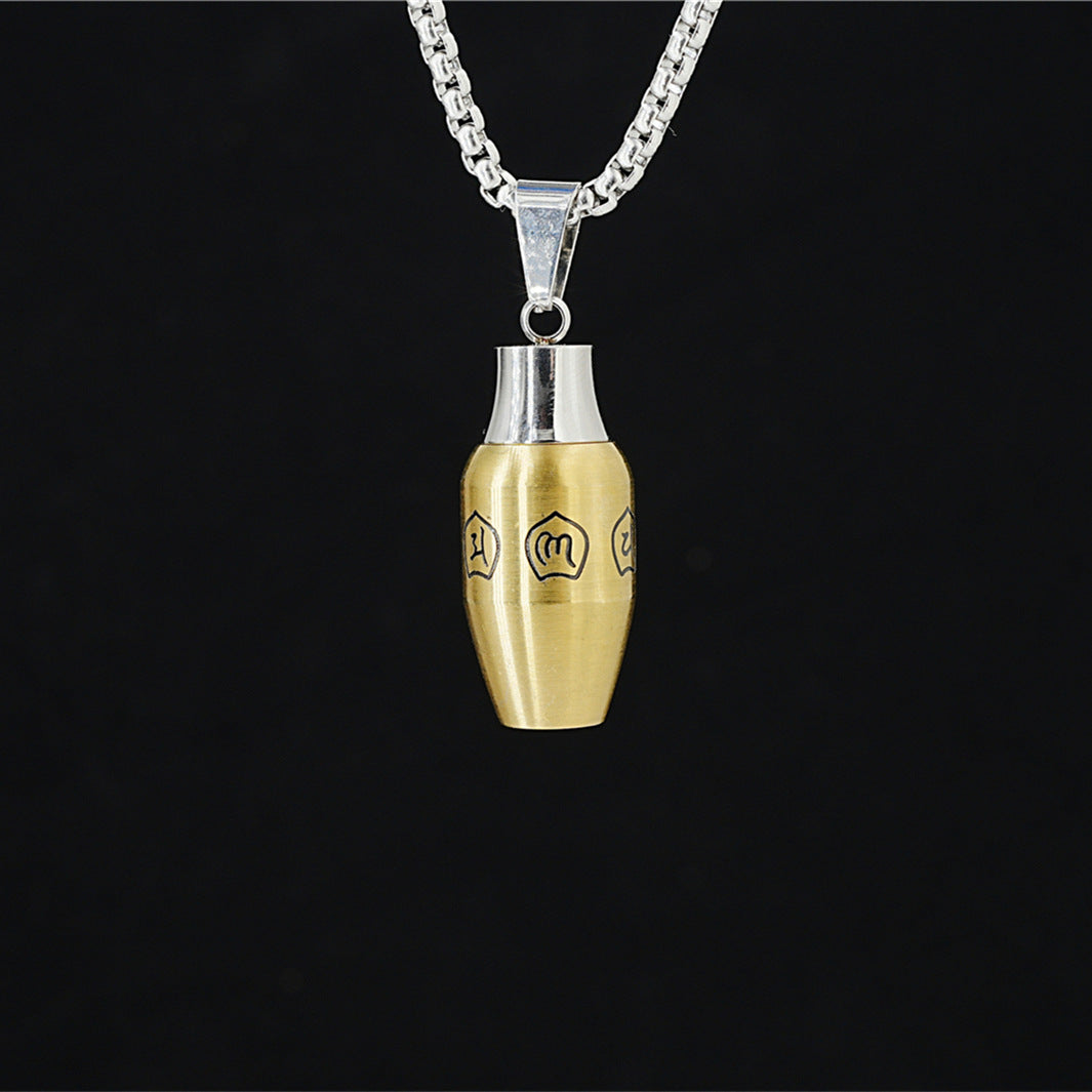 Rockyu 六字真言 遺骨ペンダント メンズ ステンレス 手元供養 ネックレス