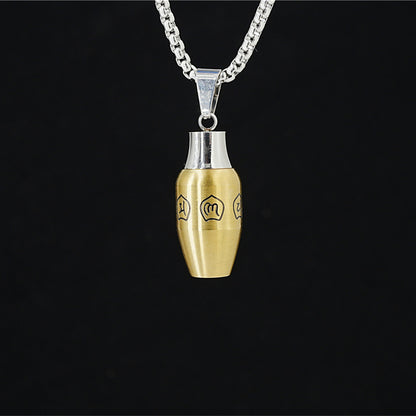 Rockyu 六字真言 遺骨ペンダント メンズ ステンレス 手元供養 ネックレス