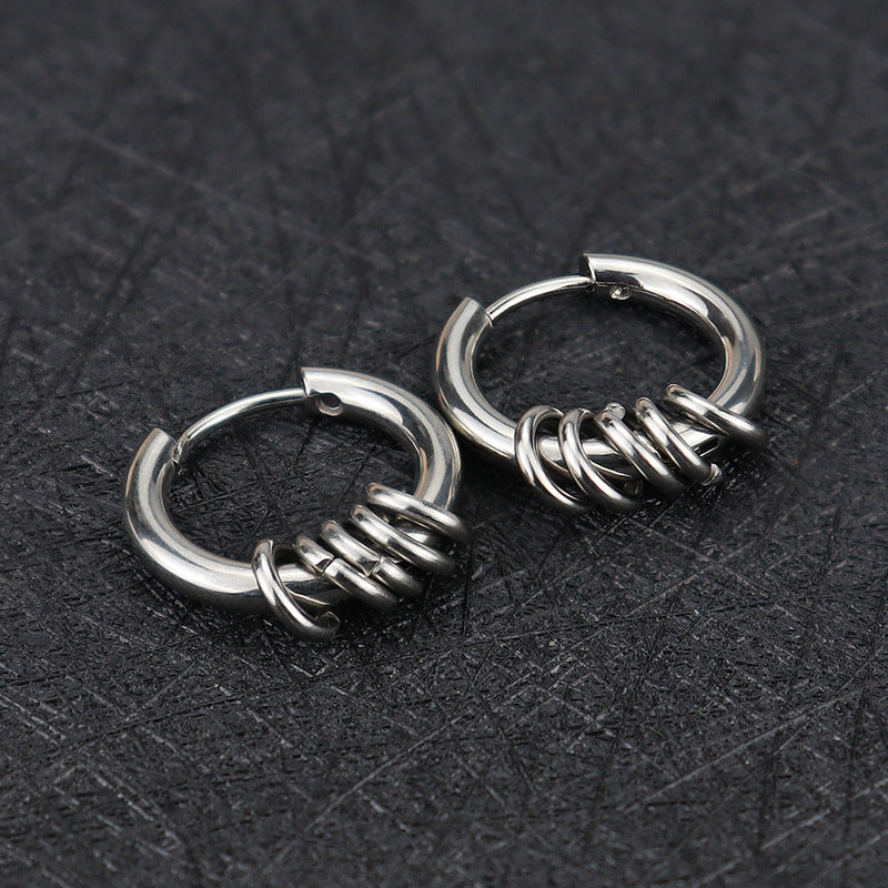 Rockyu メンズピアス フープ サークル ステンレス製 シルバー ゴールド ブラック 両耳用 アレルギー対応 おしゃれ プレゼント