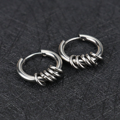 Rockyu メンズピアス フープ サークル ステンレス製 シルバー ゴールド ブラック 両耳用 アレルギー対応 おしゃれ プレゼント