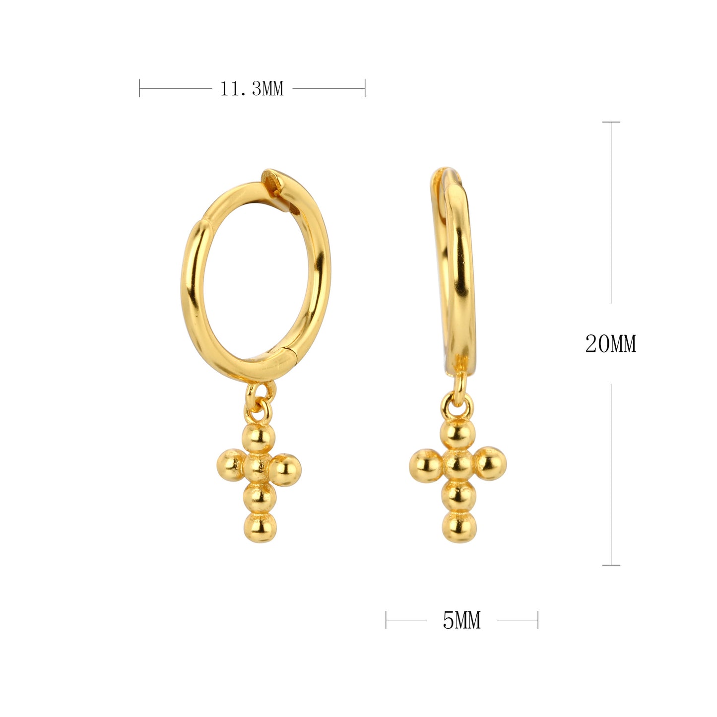 Rockyu ピアス レディース クロスフープ ゴールド&シルバー925 鏡面仕上げ アレルギー対応