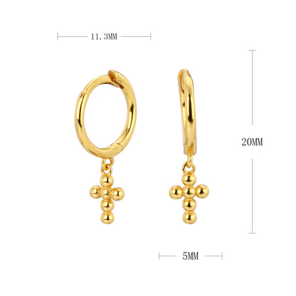 Rockyu ピアス レディース クロスフープ ゴールド&シルバー925 鏡面仕上げ アレルギー対応