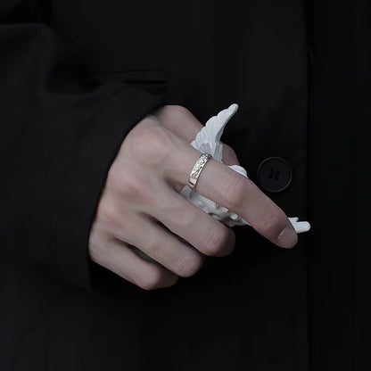 Rockyu ペアリング 貔貅モチーフ シルバー925 フリーサイズ 2個セット 開運お守り