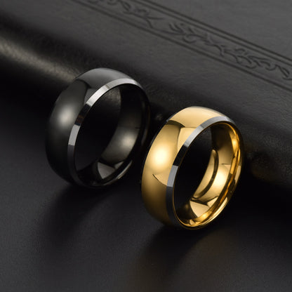 Rockyu タングステンリング メンズ 8mm ゴールド＆ブラック 光沢仕上げ