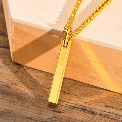 Rockyu バーネックレス メンズ タングステン 鏡面仕上げ スティックペンダント アレルギー対応