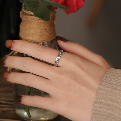 Rockyu 六字真言シルバーリング ペア対応 s925 開運守護 フリーサイズ