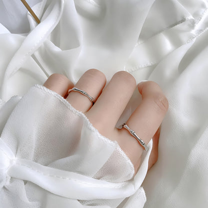 Rockyu ペアリング 竹節デザイン フリーサイズ 2個セット シルバー925 スターリングシルバー