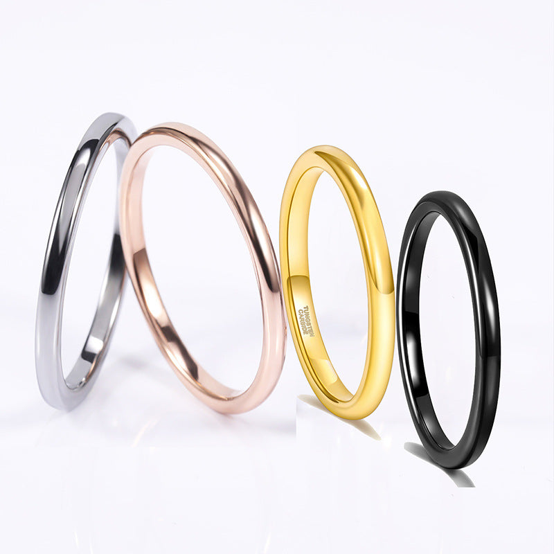 Rockyu タングステン細身リング レディース 2mm クラシック鏡面 指輪