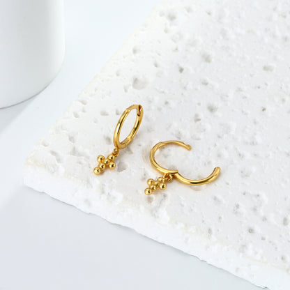 Rockyu ピアス レディース クロスフープ ゴールド&シルバー925 鏡面仕上げ アレルギー対応