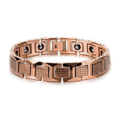 Rockyu ブレスレット メンズ タングステン ブラック シルバー ゴールド 幅広チェーン ゲルマニウム 12mm アクセサリー