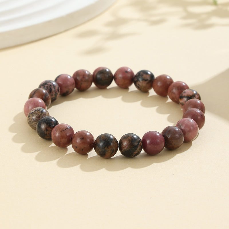 Rockyu ブレスレット レディース 天然石 ビーズブレスレット 瑪瑙 オニキス アンティーク風