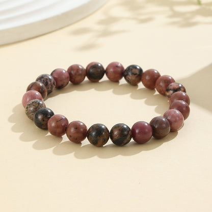 Rockyu ブレスレット レディース 天然石 ビーズブレスレット 瑪瑙 オニキス アンティーク風