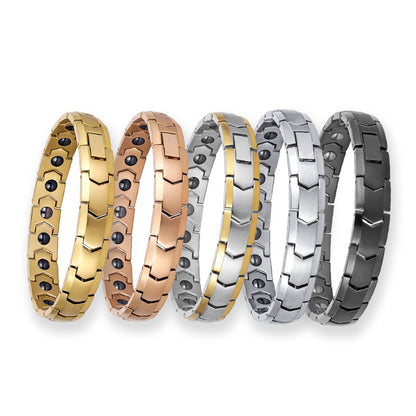 Rockyu ブレスレット メンズ 18K チタン製 磁気 ゲルマニウム ピンクゴールド＆シルバー ヨーロピアンスタイル