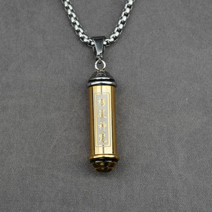 Rockyu ネックレス メンズ メモリアル 遺骨入れ ステンレス ゴールド＆シルバー お守りペンダント