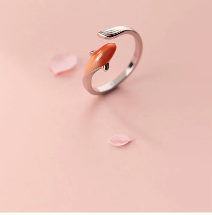 Rockyu 錦鯉モチーフリング 幸運を呼ぶ開口デザイン S925シルバー指輪