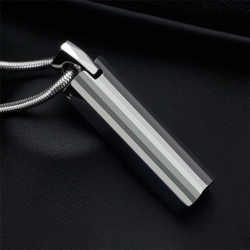 Rockyu ネックレス メンズ 長方形 スティック シルバー タングステン