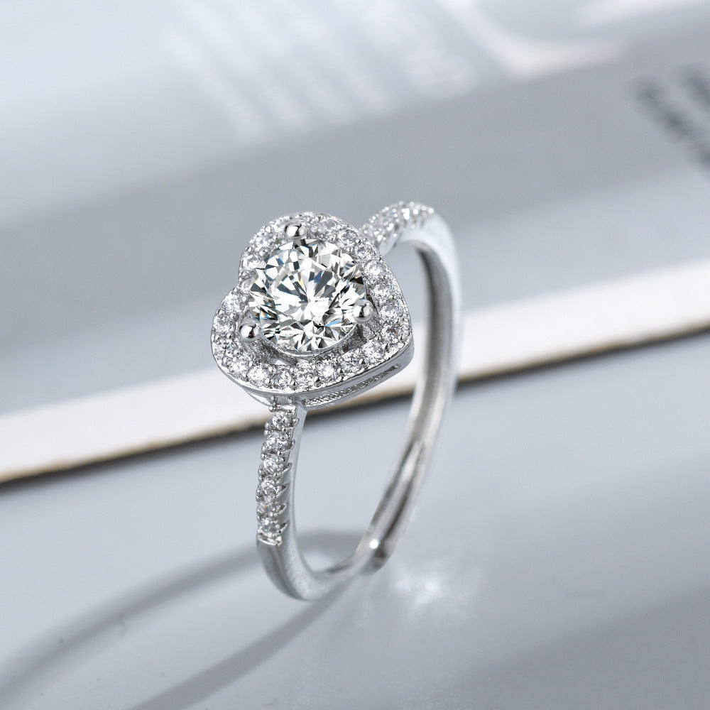 Rockyu レディースリング ハートモチーフ きらめくストーンが映える指輪